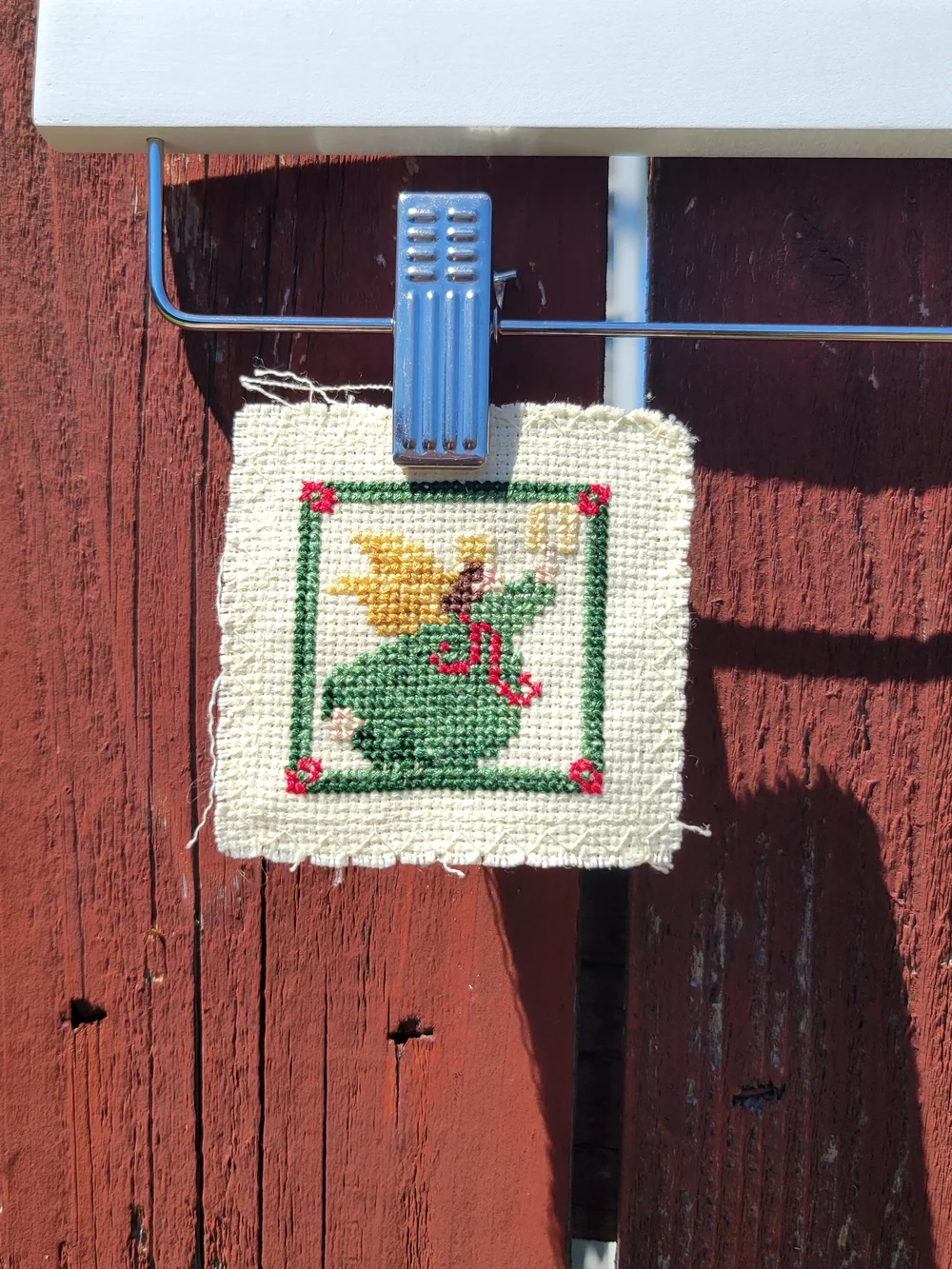 Lot Of 3 Small Handmade Vintage Cross Stitch Christmas Decor Cottagecore Holiday
